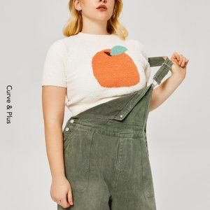 Cider Orange Pattern Knitted Short Sleeve Top Curve & Plus